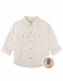 Elmo Twill Jersey Shirt with Embroidered Cuff  (Offwhite)