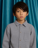 Alessandro Waffle Knit Shirt with Embroidered Cuff  (Gray)