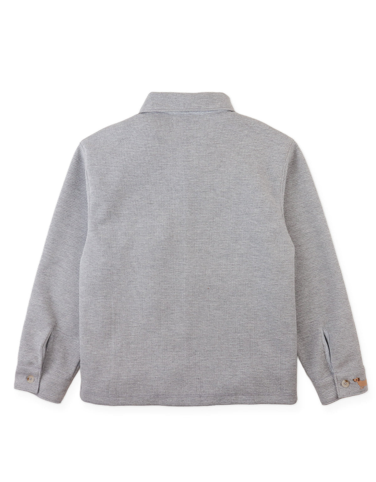 Alessandro Waffle Knit Shirt with Embroidered Cuff  (Gray)