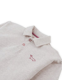 Stefano French Terry Polo Pullover with Chest Dachshund Embroidery (Beige)