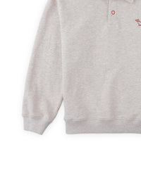 Stefano French Terry Polo Pullover with Chest Dachshund Embroidery (Beige)