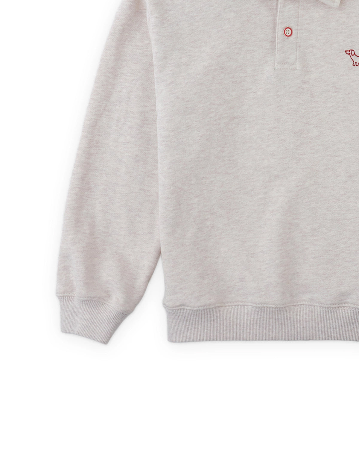 Stefano French Terry Polo Pullover with Chest Dachshund Embroidery (Beige)
