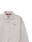 Stefano French Terry Polo Pullover with Chest Dachshund Embroidery (Beige)