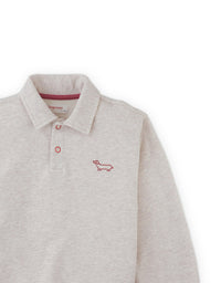 Stefano French Terry Polo Pullover with Chest Dachshund Embroidery (Beige)