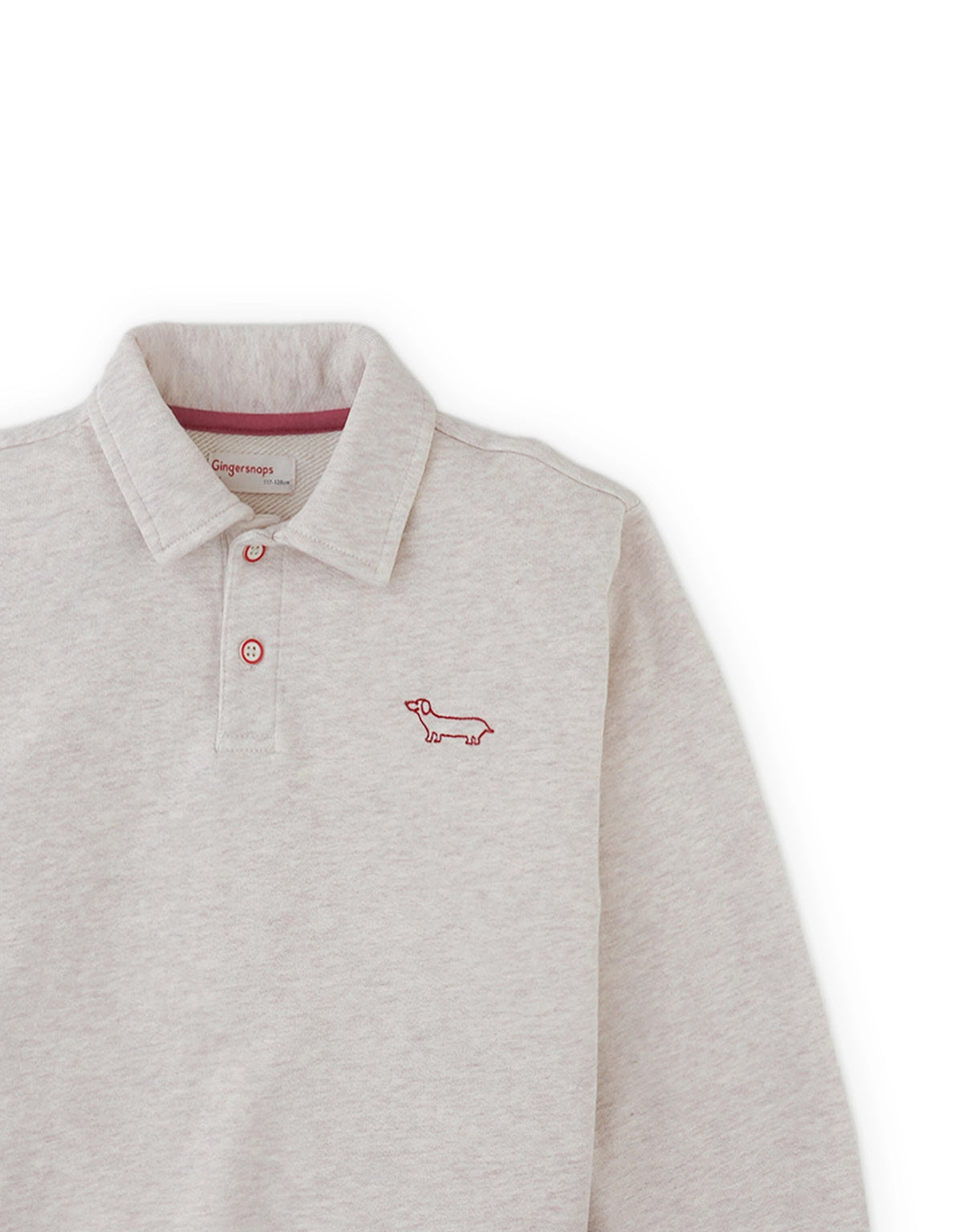 Stefano French Terry Polo Pullover with Chest Dachshund Embroidery (Beige)