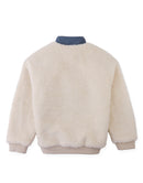 Nicky Sherpa Pullover with Half-Placket and Chest Dachshund Embroidery (Offwhite)