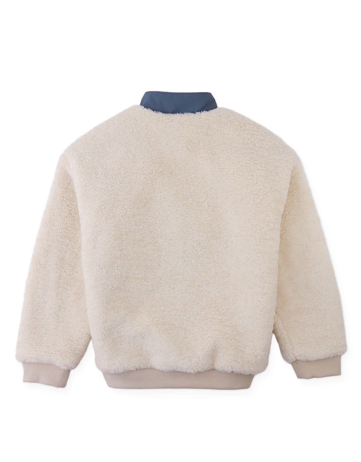 Nicky Sherpa Pullover with Half-Placket and Chest Dachshund Embroidery (Offwhite)