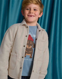 Kenneth Bonded Piqué Shirt Jacket with Embroidery (Beige)