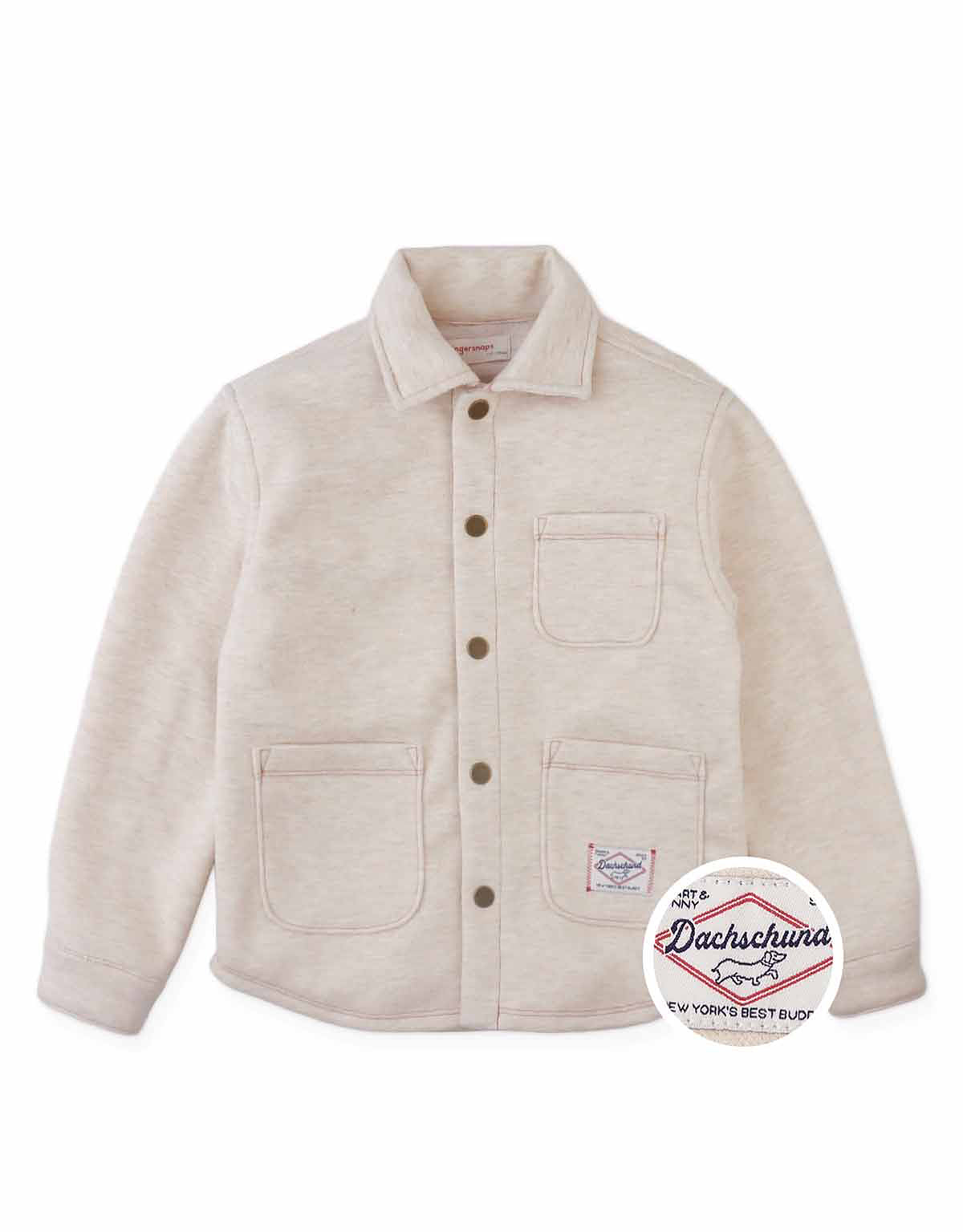 Kenneth Bonded Piqué Shirt Jacket with Embroidery (Beige)