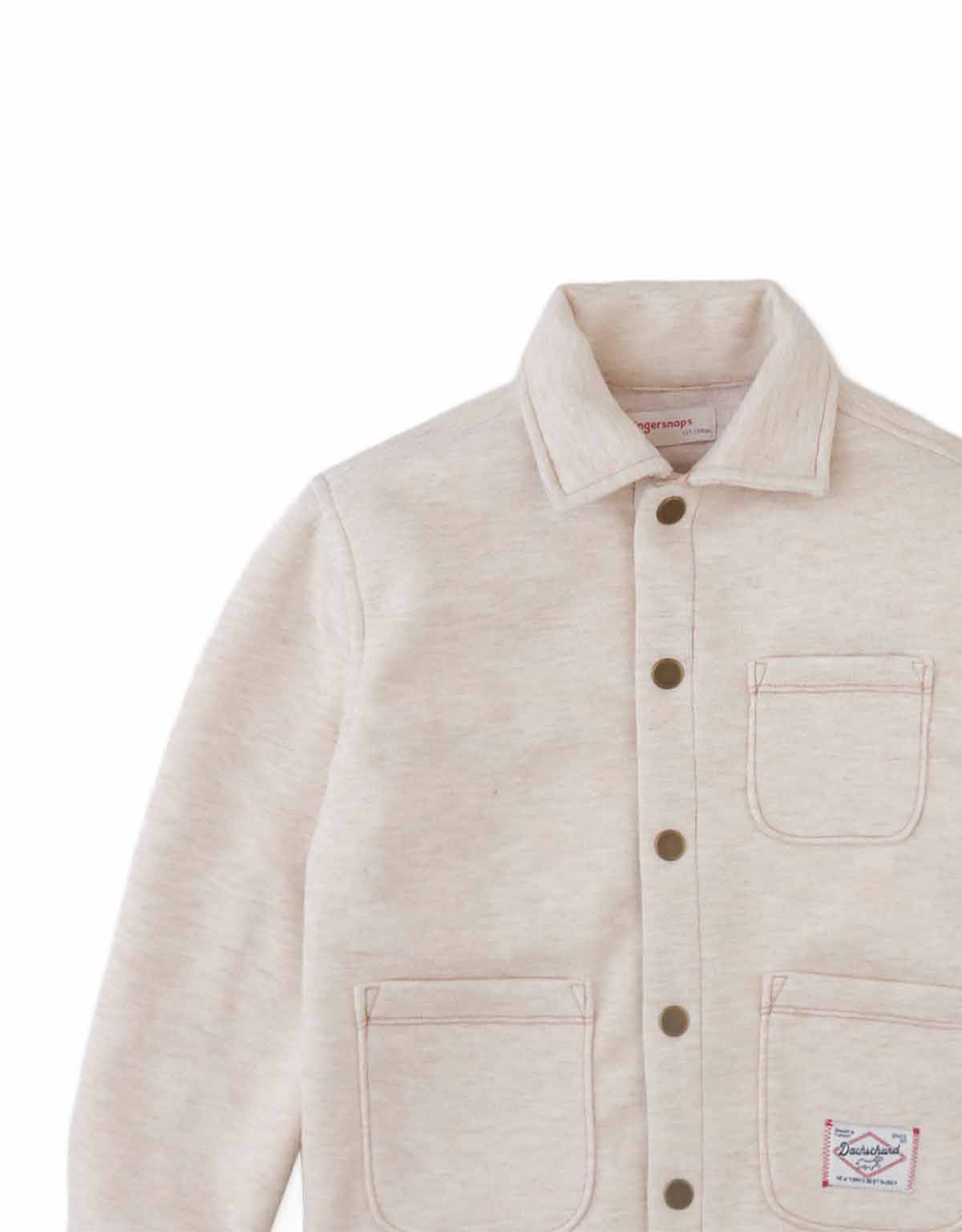 Kenneth Bonded Piqué Shirt Jacket with Embroidery (Beige)