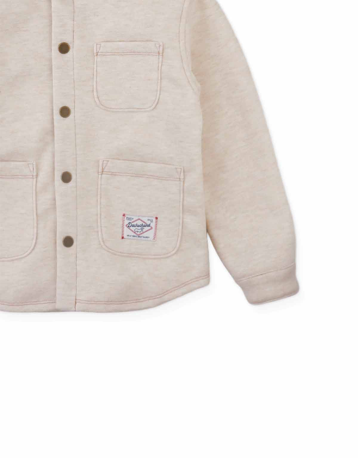 Kenneth Bonded Piqué Shirt Jacket with Embroidery (Beige)