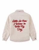 Kenneth Bonded Piqué Shirt Jacket with Embroidery (Beige)