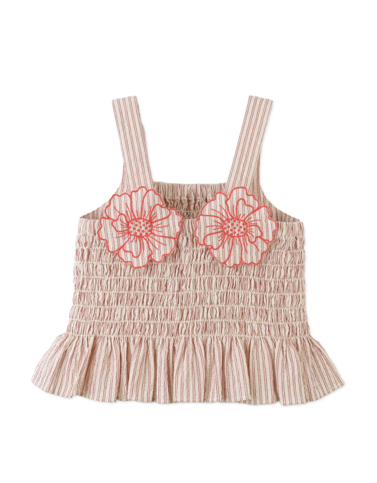 Josephine Striped Peplum Top with Flower Appliqué