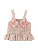 Josephine Striped Peplum Top with Flower Appliqué