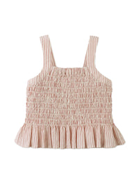 Josephine Striped Peplum Top with Flower Appliqué