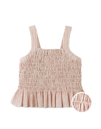 Josephine Striped Peplum Top with Flower Appliqué