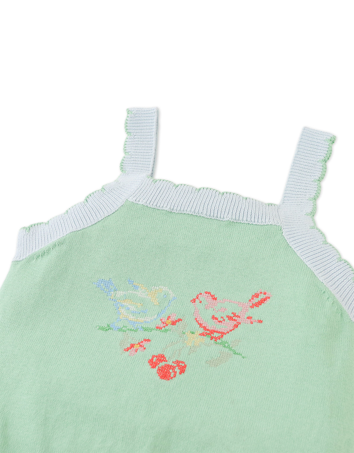 Gabriella Top with Cross-Stitch Embroidery & Scalloped Edges