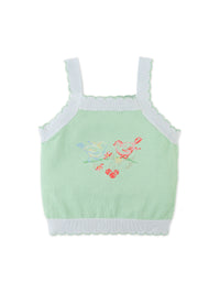 Gabriella Top with Cross-Stitch Embroidery & Scalloped Edges