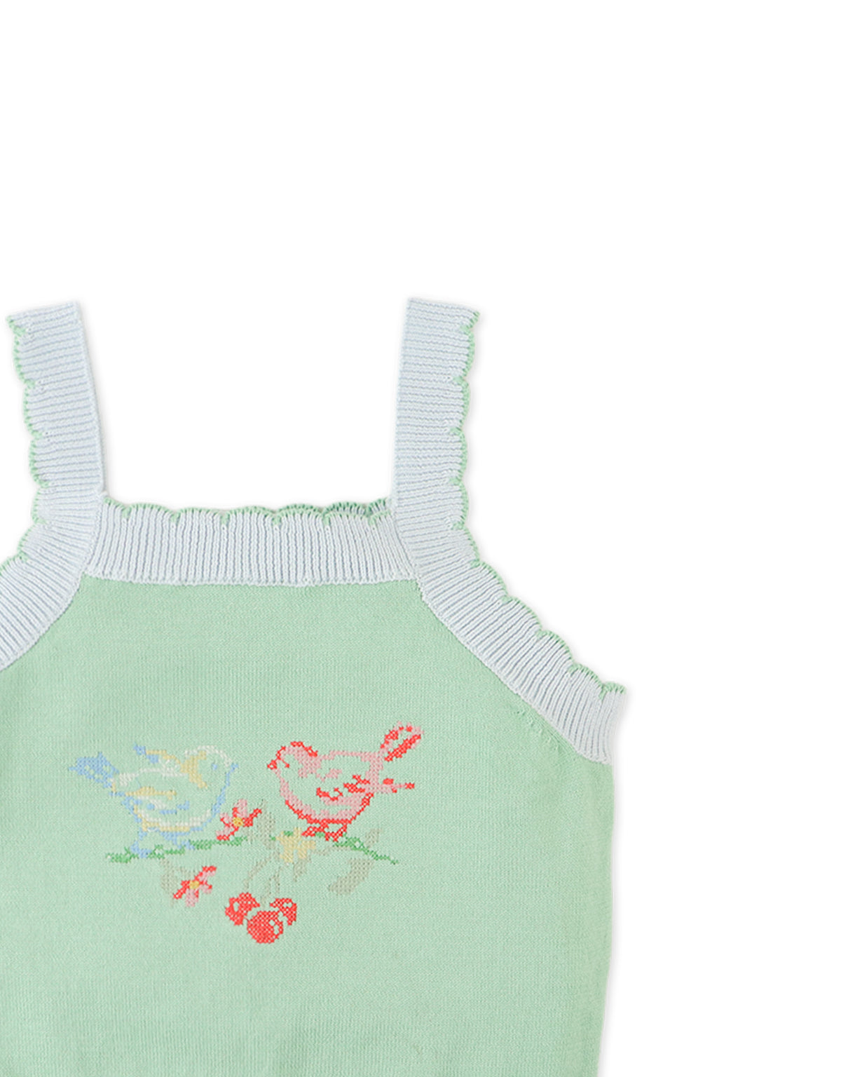 Gabriella Top with Cross-Stitch Embroidery & Scalloped Edges