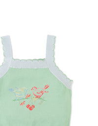 Gabriella Top with Cross-Stitch Embroidery & Scalloped Edges