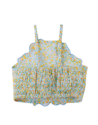 Eloise Halter Top with Large Flower Appliqué & Contrast Stitching