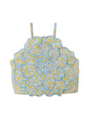 Eloise Halter Top with Large Flower Appliqué & Contrast Stitching