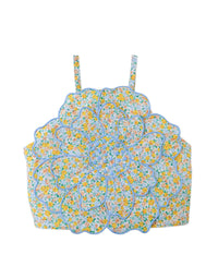 Eloise Halter Top with Large Flower Appliqué & Contrast Stitching