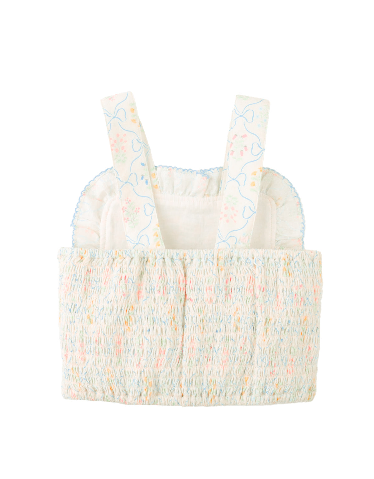 Martina Trellis Print Smocked Top with Wide Straps & Ruffles
