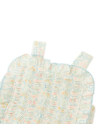 Martina Trellis Print Smocked Top with Wide Straps & Ruffles