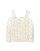 Martina Trellis Print Smocked Top with Wide Straps & Ruffles