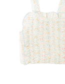 Martina Trellis Print Smocked Top with Wide Straps & Ruffles