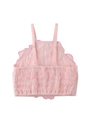 Pearl Smocked Halter Top with Large Flower Appliqué
