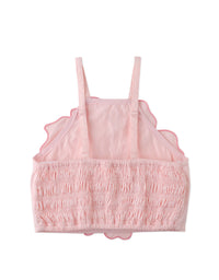 Pearl Smocked Halter Top with Large Flower Appliqué