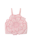 Pearl Smocked Halter Top with Large Flower Appliqué