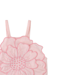 Pearl Smocked Halter Top with Large Flower Appliqué