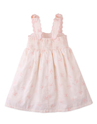 Kara Poplin Dress with a Scalloped Top & Tie Straps