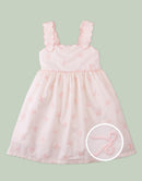 Kara Poplin Dress with a Scalloped Top & Tie Straps