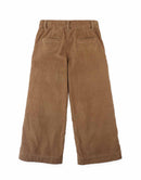 Loreine Wide- Leg Corduroy Pants with Rose Cross-Stitch Embroidery (Brown)