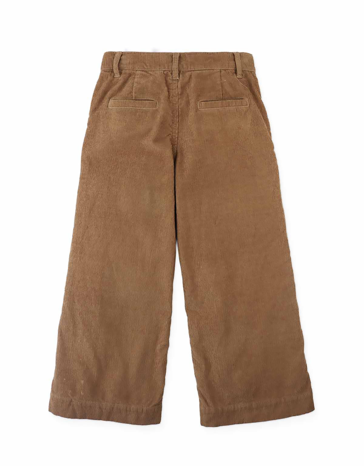 Loreine Wide- Leg Corduroy Pants with Rose Cross-Stitch Embroidery (Brown)