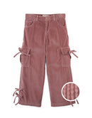 Paulina Corduroy Cargo Pants with Bow Accents (Pink)