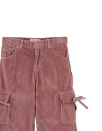 Paulina Corduroy Cargo Pants with Bow Accents (Pink)