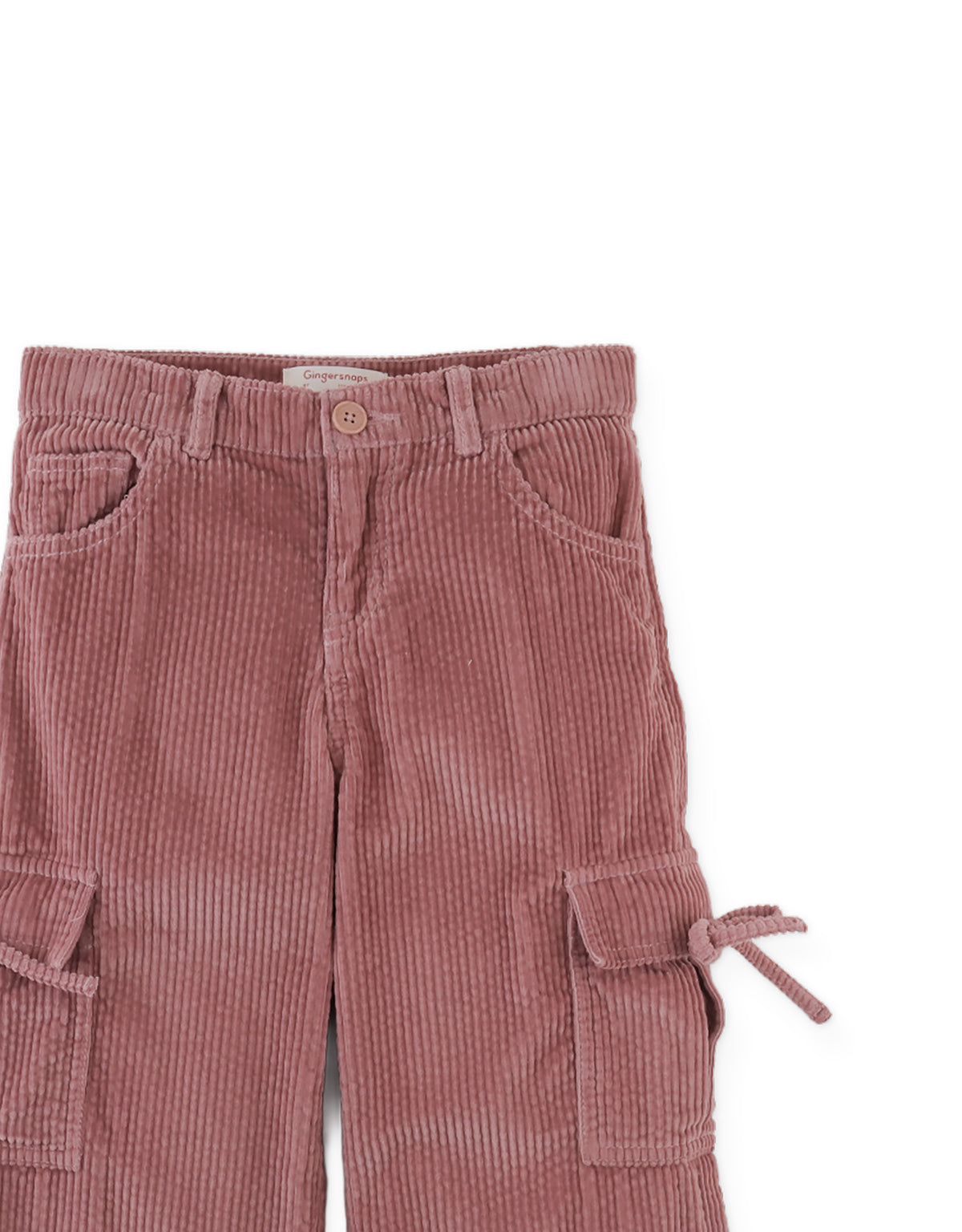 Paulina Corduroy Cargo Pants with Bow Accents (Pink)