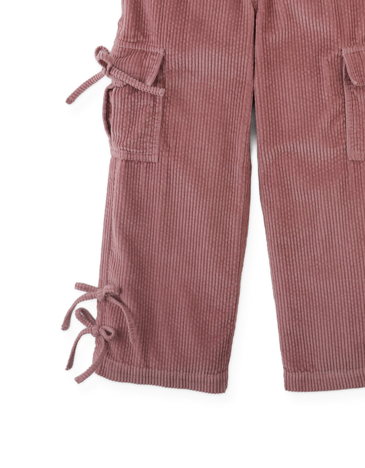 Paulina Corduroy Cargo Pants with Bow Accents (Pink)