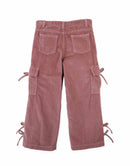 Paulina Corduroy Cargo Pants with Bow Accents (Pink)