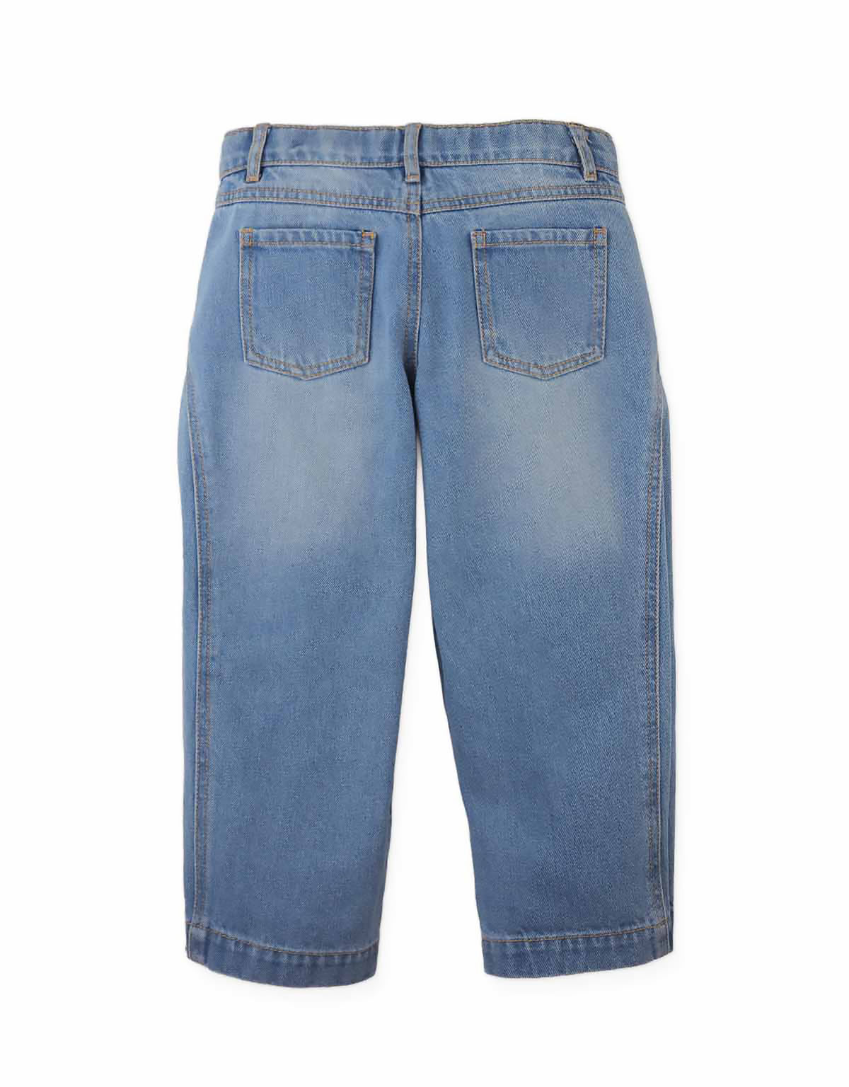 Constance Barrel Denim Pants with Adjustable Side Hem Snaps (Blue)