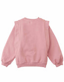 Maurine Fleece Sweater with Vented Sleeves and Embroidered Cherry Poodles Appliqué (Pink)