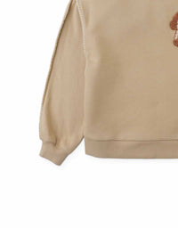 Faustina Sweater with Contrast Hand Blanket Stitching and Poodle Cheerful Appliqué (Beige)