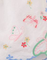 Jisoo Shorts with Butterfly Embroidery & Scalloped Edges