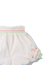 Jisoo Shorts with Butterfly Embroidery & Scalloped Edges