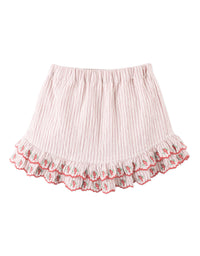 Remi Ruffled Hem Skorts with Botanical Embroidery